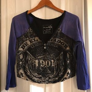 Free people cropped long sleeve graphic tee